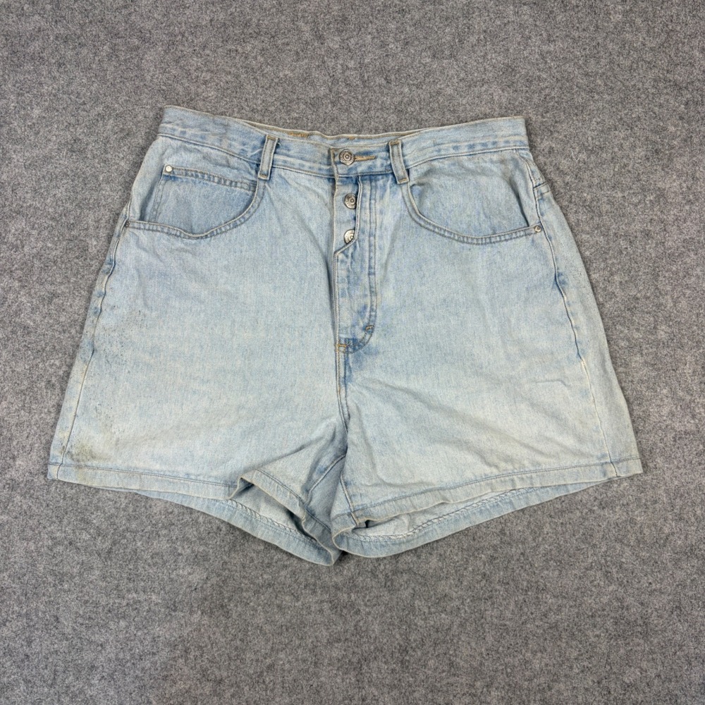 Vintage Gitano High Waisted Denim Shorts Light Wash Button Fly Cotton 16W